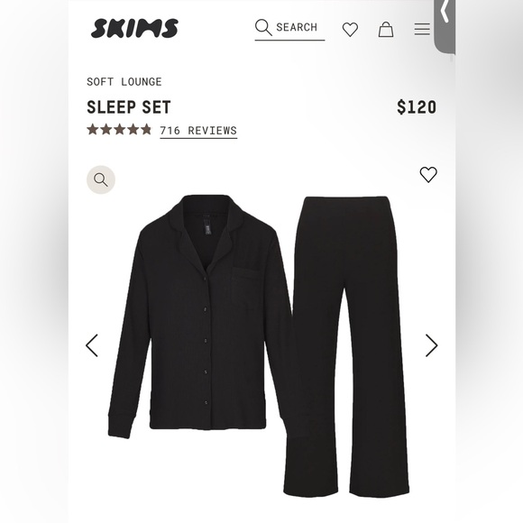 NWT Skims soft lounge ribbed short lounge sleep set black onyx - 2X - Picture 12 of 12